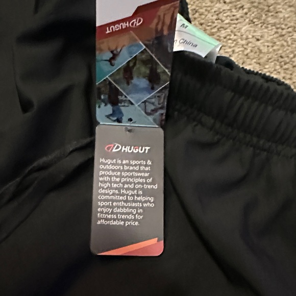 NWT Hugut Mens Cargo Shorts Utility Zipper Pocket Athletic Casual Black Size M - Picture 7 of 7